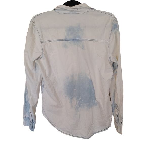 Aeropostale Size Large White Blue Button Up Top Blouse Long Sleeve Soft Comfy - Picture 2 of 11